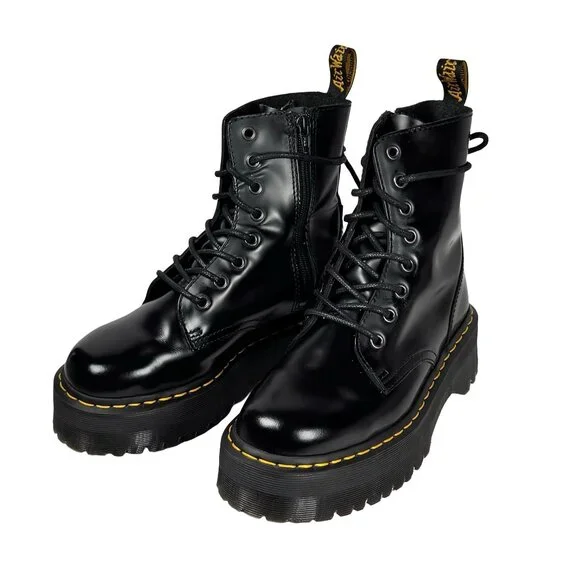 Dr. Martens Jadon Lace-Up Boots Sz 7 Black Leather Platform Airwair Goth Grunge - Picture 16 of 16